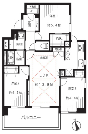 有楽町線 東池袋駅 徒歩1分 構造:鉄筋コンクリート造専有面積:66.76平米 ( 20.19坪 )